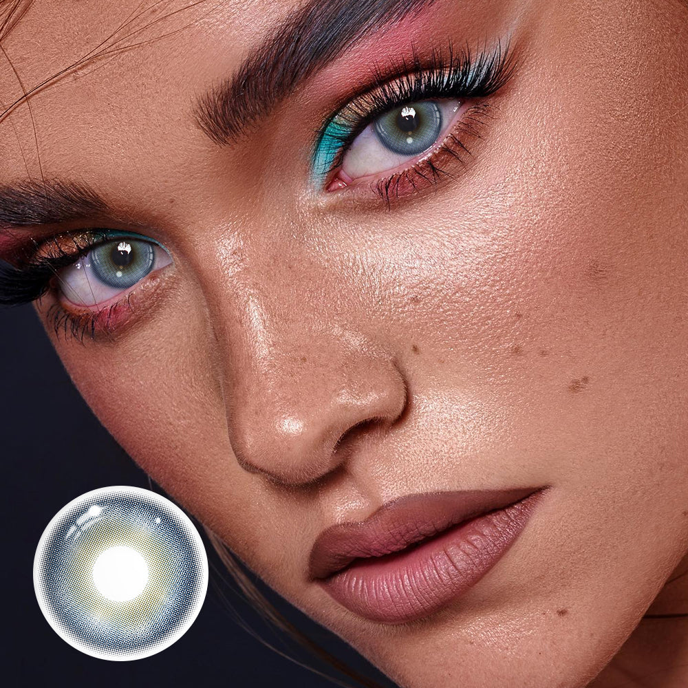 Raquel Blue Coloured Contact Lenses Secondary image