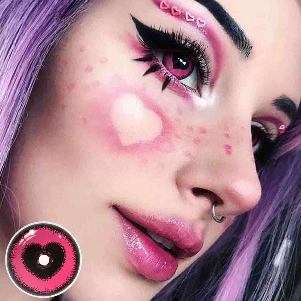 Halloween Starry Sky Anime Yandere Pink Coloured Contact Lenses Secondary image