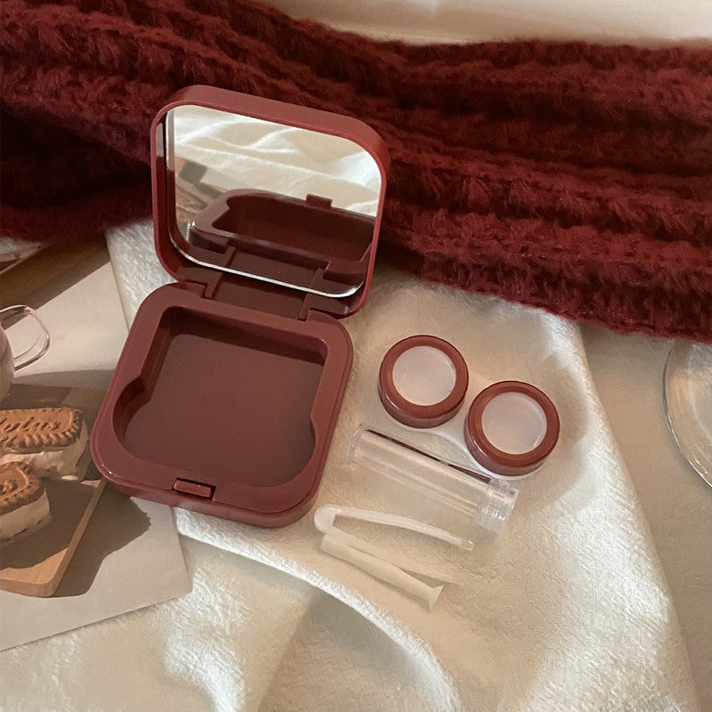 INS Niche Design Wine Red Colored Contact Lenses Case