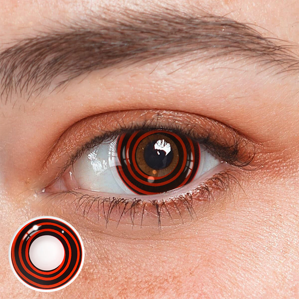 Cosplay Circle Line Curl Red Black Colored Contact Lenses