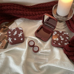 INS Niche Design Wine Red Colored Contact Lenses Case