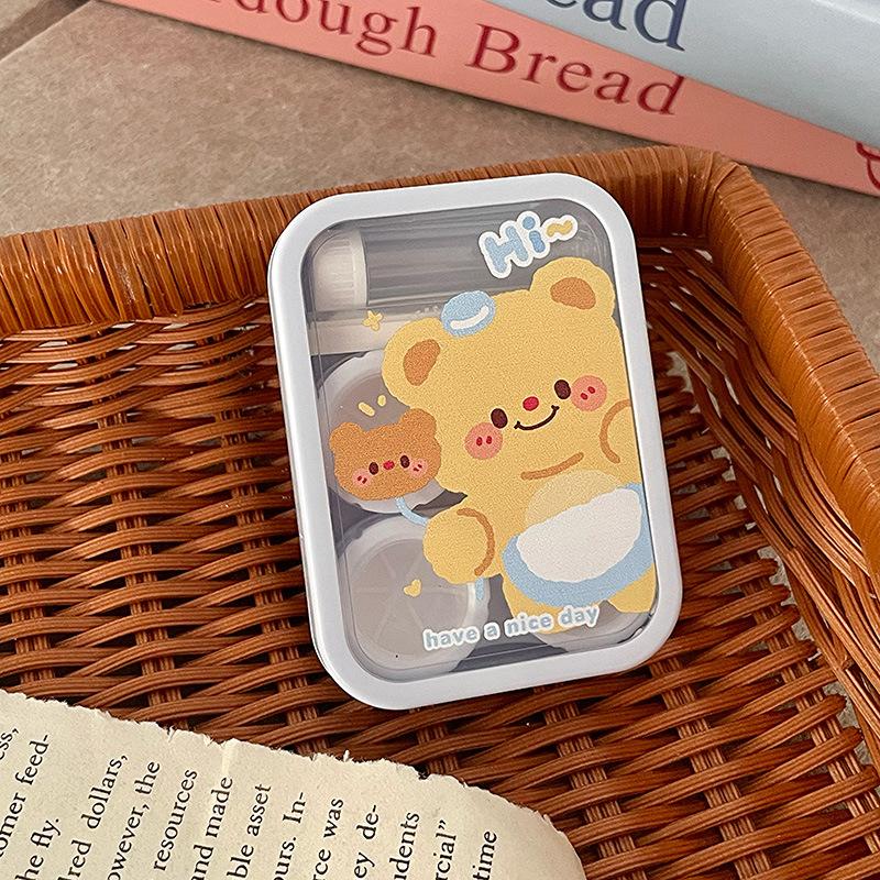 Blue Apron Bear Colored Contact Lens Case - BEAUEYE (UK)