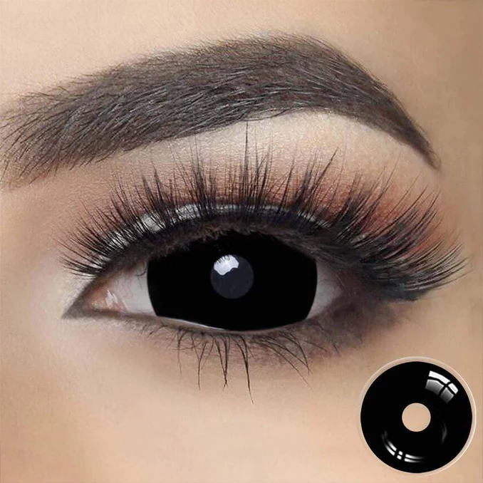 Halloween 17mm Blind Black Sclera Coloured Contact Lenses Main image