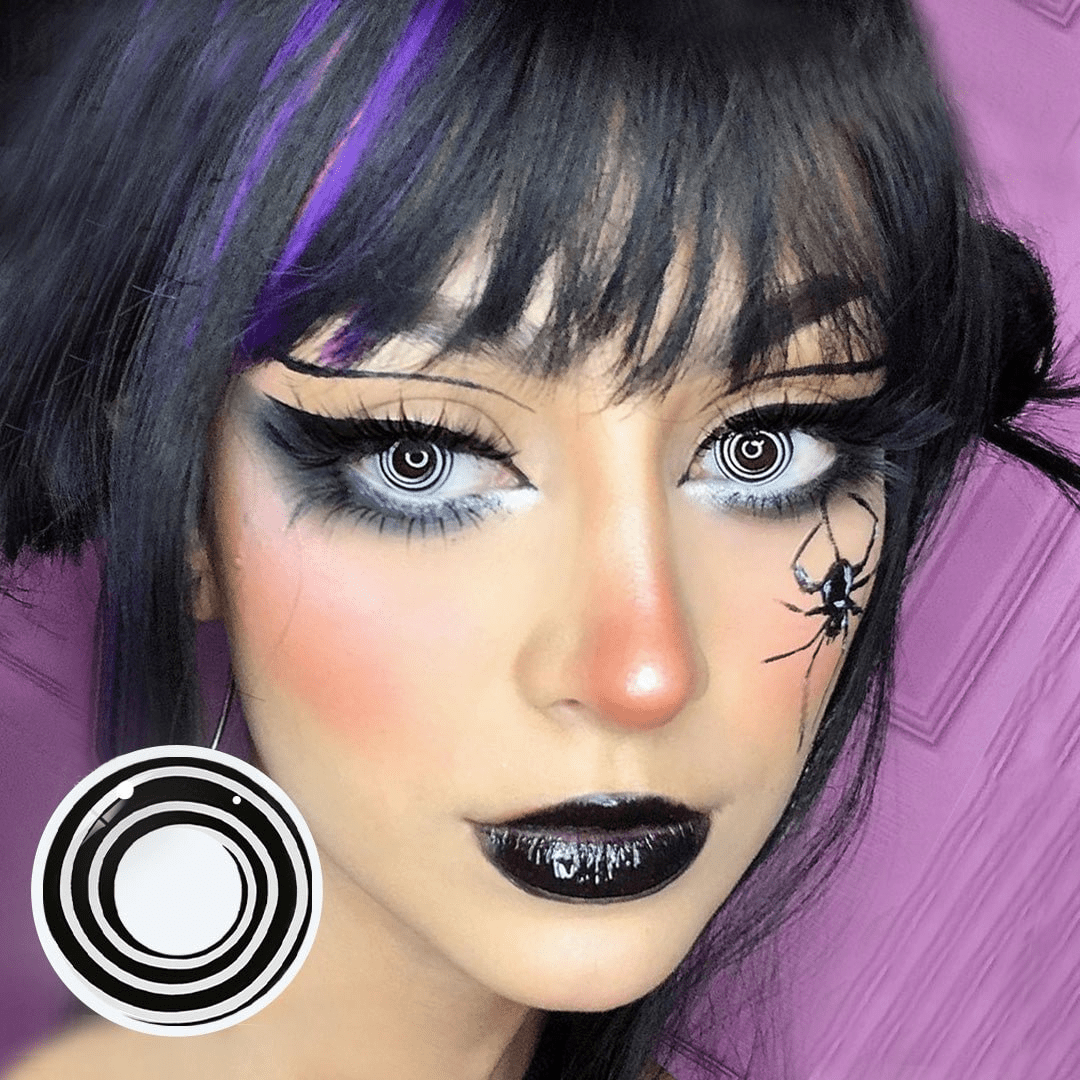 Cosplay Black&White Spiral Coloured Contact Lenses Secondary image