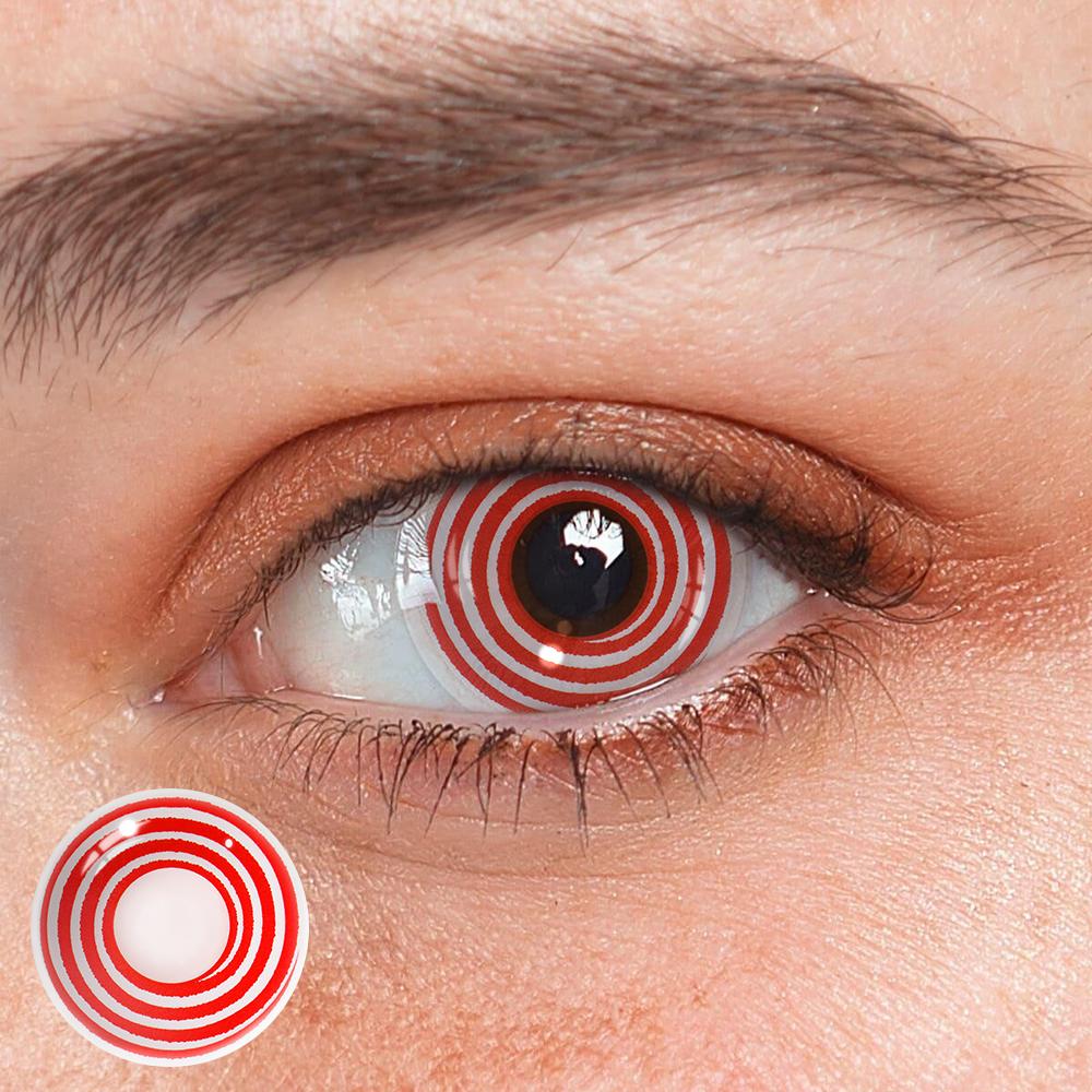 Cosplay Circle Line Curl Red White Coloured Contact Lenses - BEAUEYE (UK) Main image