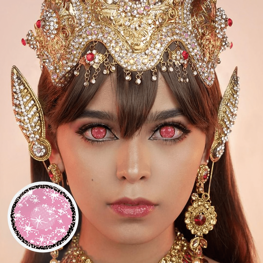 Cosplay Coral Pink Coloured Contact Lenses Secondary image
