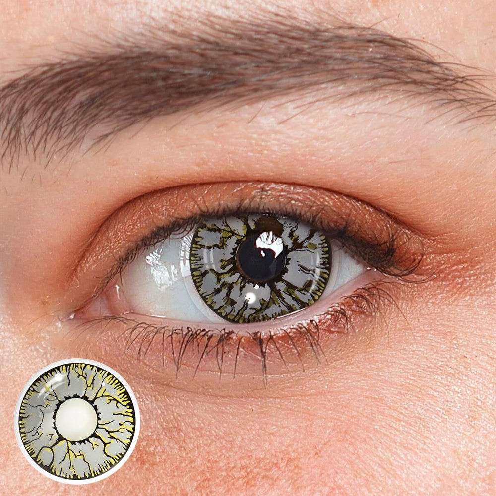 Cosplay Crack Yellow Gray Coloured Contact Lenses - BEAUEYE (UK) Main image