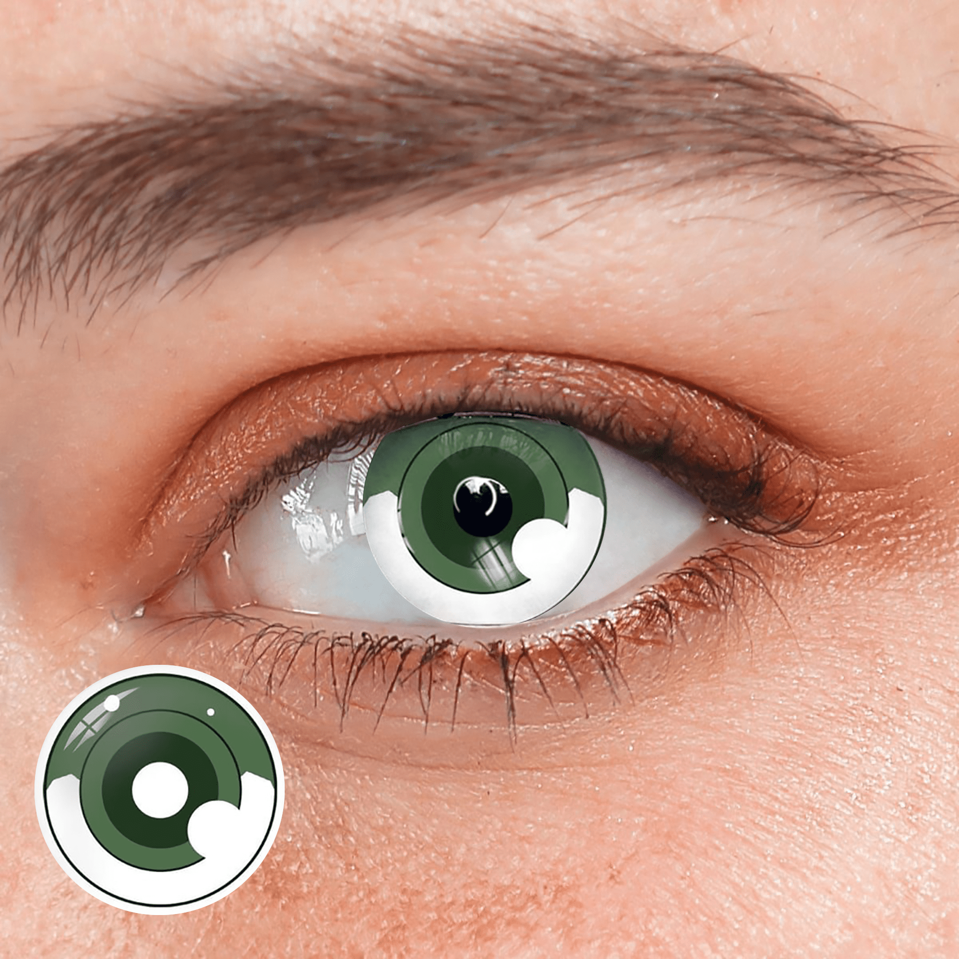 Cosplay Demon Slayer Hashibira Inosuke Green Coloured Contact Lenses - BEAUEYE (UK) Main image