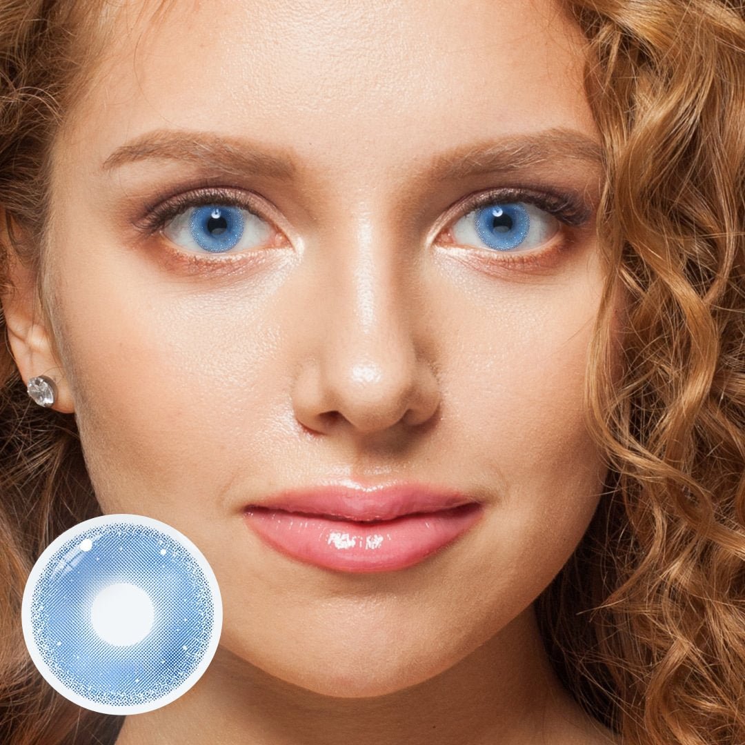 Cosplay Gold Rim Blue Coloured Contact Lenses Secondary image