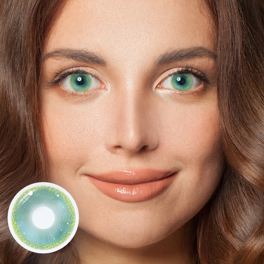 Cosplay Gold Rim Green Coloured Contact Lenses Secondary image