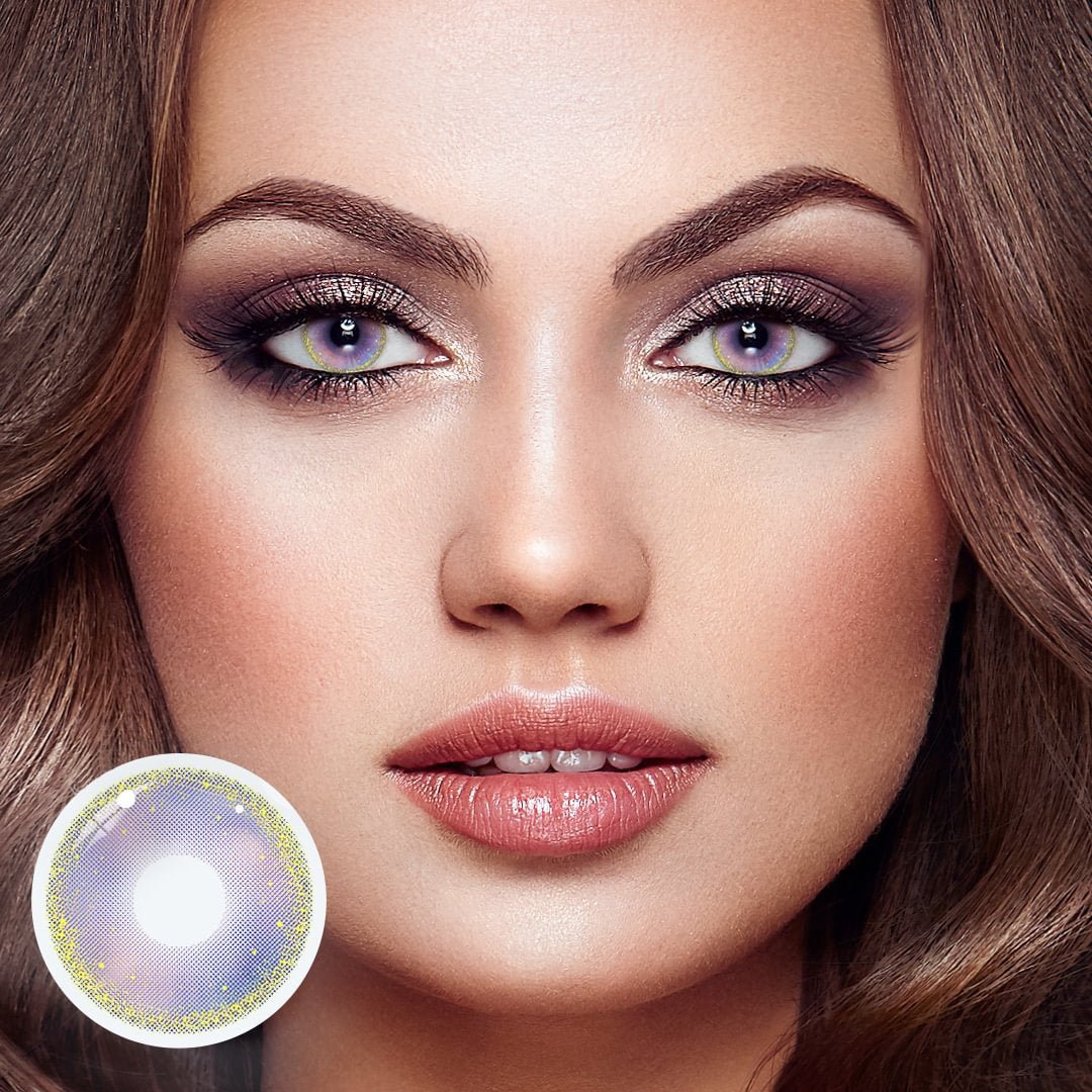 Cosplay Gold Rim Purple Coloured Contact Lenses Secondary image