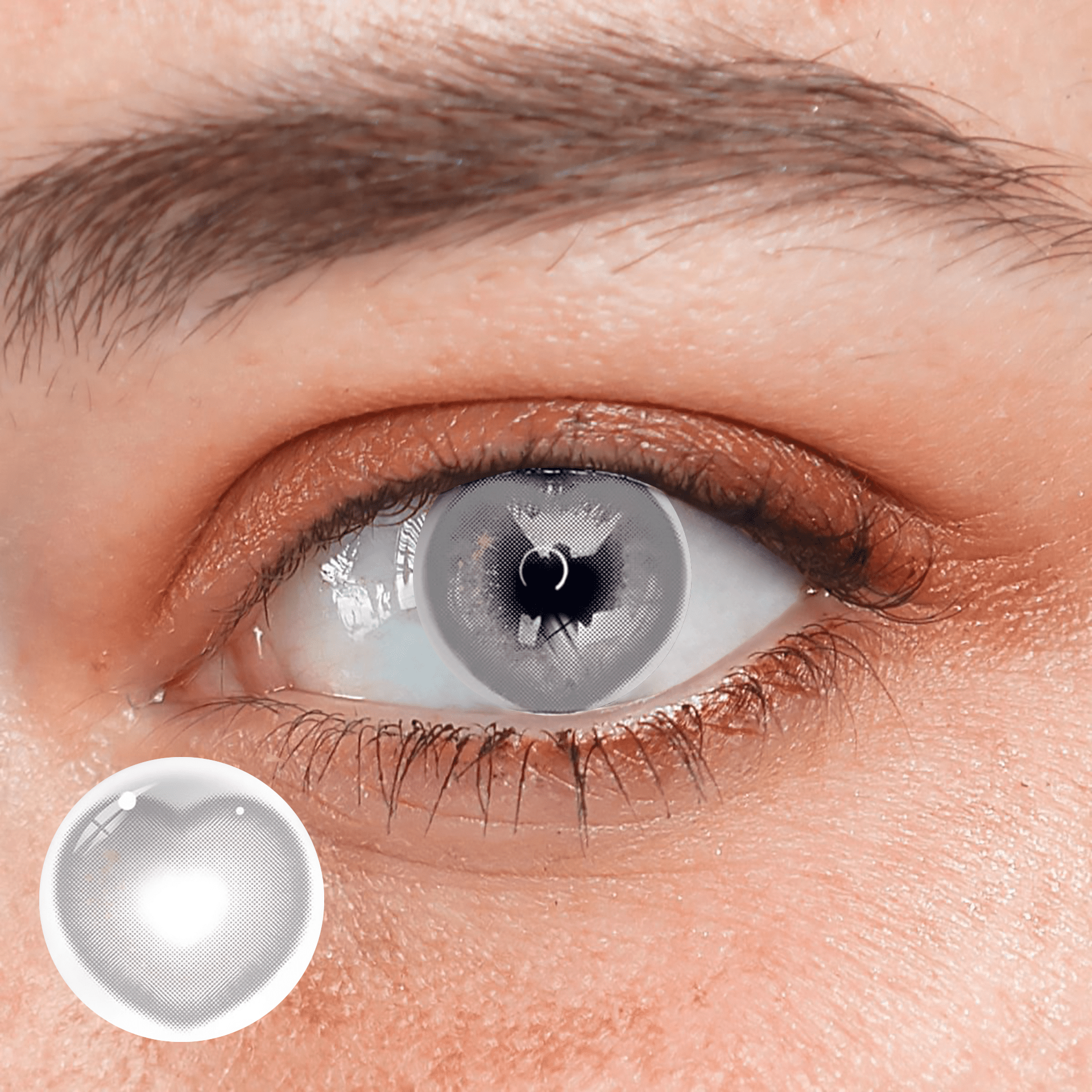Cosplay Heart Shake Gray Coloured Contact Lenses - BEAUEYE (UK) Main image