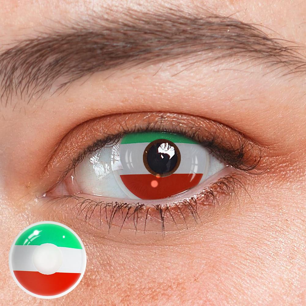 Cosplay Italian Flag Green Coloured Contact Lenses - BEAUEYE (UK) Main image
