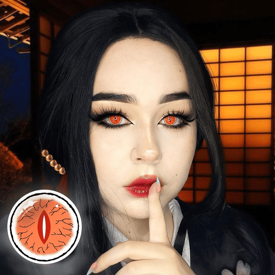 Cosplay Demon Slayer Kibutsuji Muzan Red Coloured Contact Lenses Secondary image