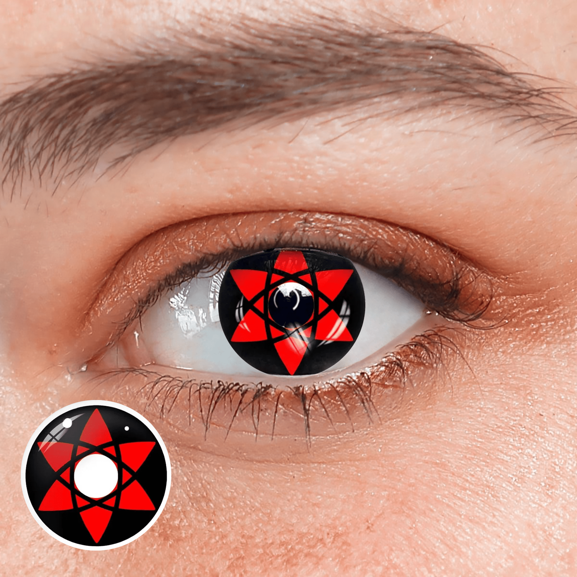 Cosplay NARUTO Uchiha Sasuke Hexagram Shalingan Red Prescription Coloured Contact Lenses - BEAUEYE (UK) Main image