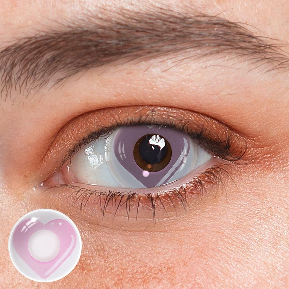 Cosplay Pink Love Heart Pink Coloured Contact Lenses - BEAUEYE (UK) Main image