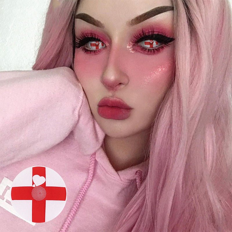 Cosplay Red cross Coloured Contact Lenses Secondary image