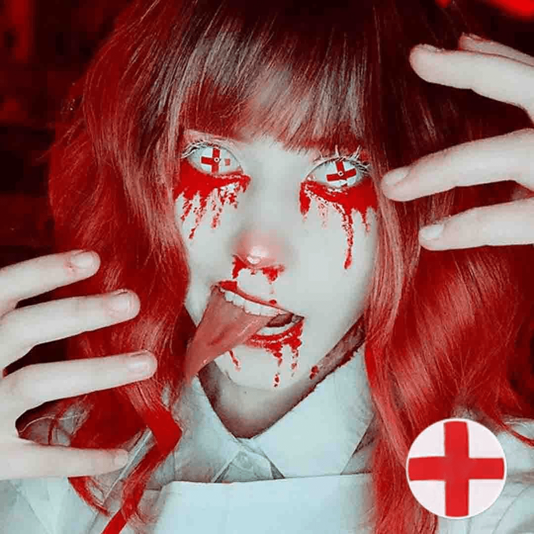 Cosplay Red cross Coloured Contact Lenses - BEAUEYE (UK) Main image