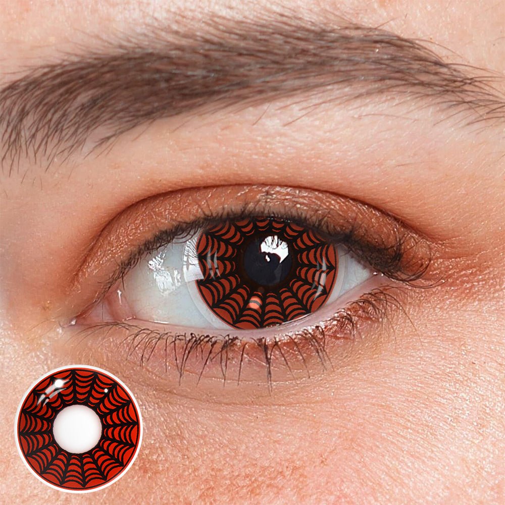 Cosplay SpiderWeb Dark Red Coloured Contact Lenses - BEAUEYE (UK) Main image