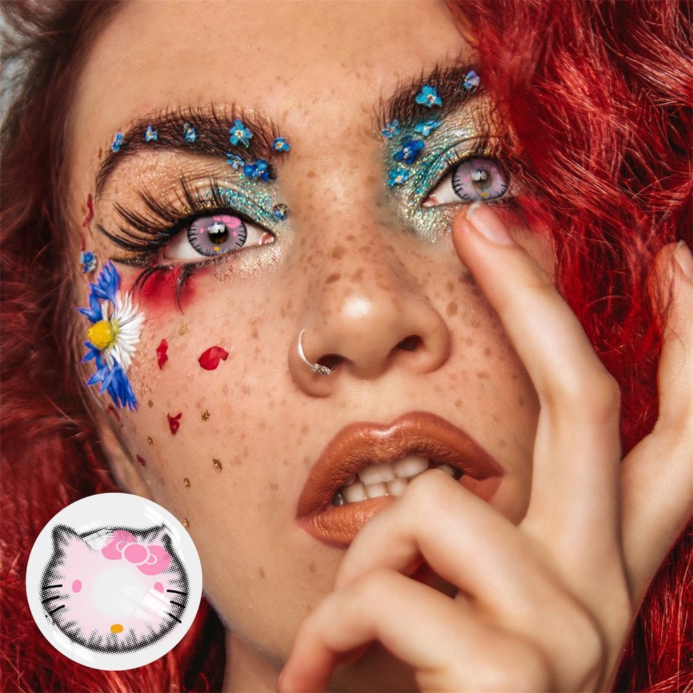 Cosplay Sweet Kitty Pink Coloured Contact Lenses Secondary image