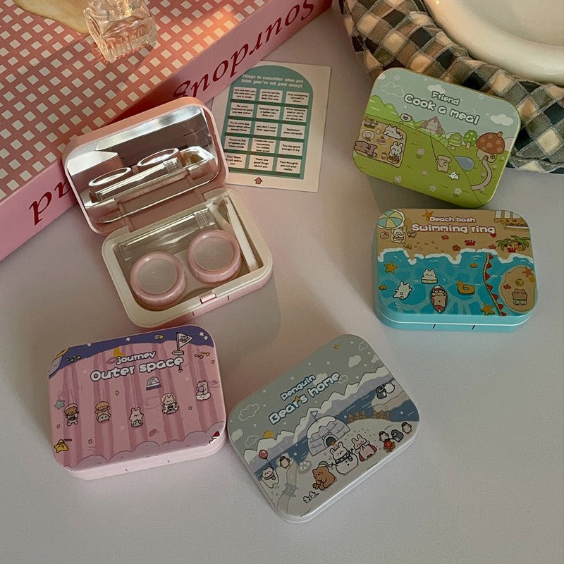 Cute Cartoon Simple Colored Contact Lens Case Secondary image