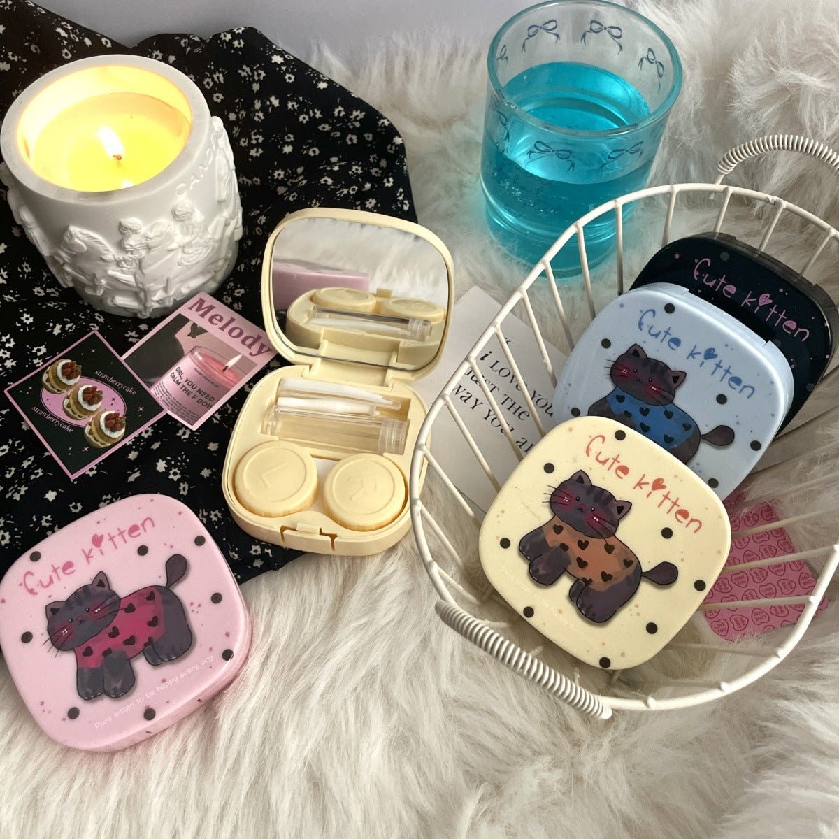 Cute Kitten Graffiti Coloured Contact Lens Case Secondary image