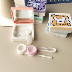 Simple Cartoon Puppy Colored Contact Lens Case