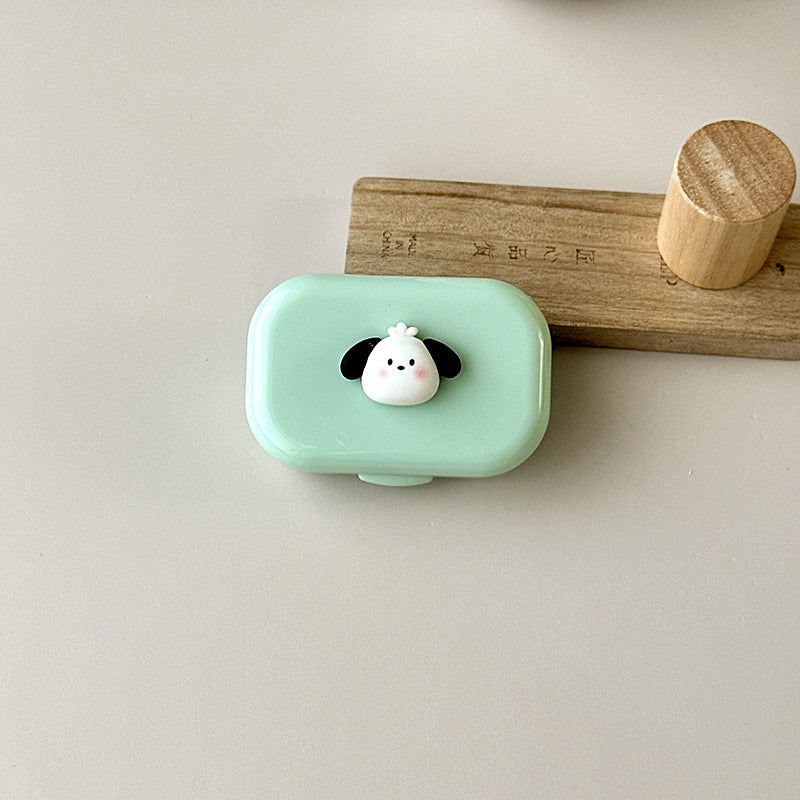 Small Portable Puppy Colored Contact Lens Case