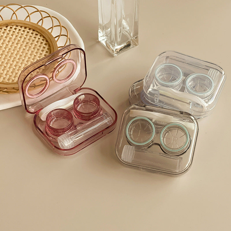 With Bottle Integrated Screw-Free Cap Colored Contact Lens Case