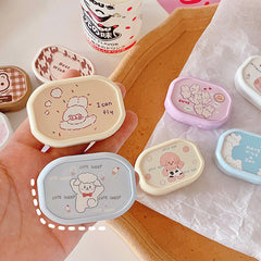 Cute Cartoon with Mirror Colored Contact Lens Case