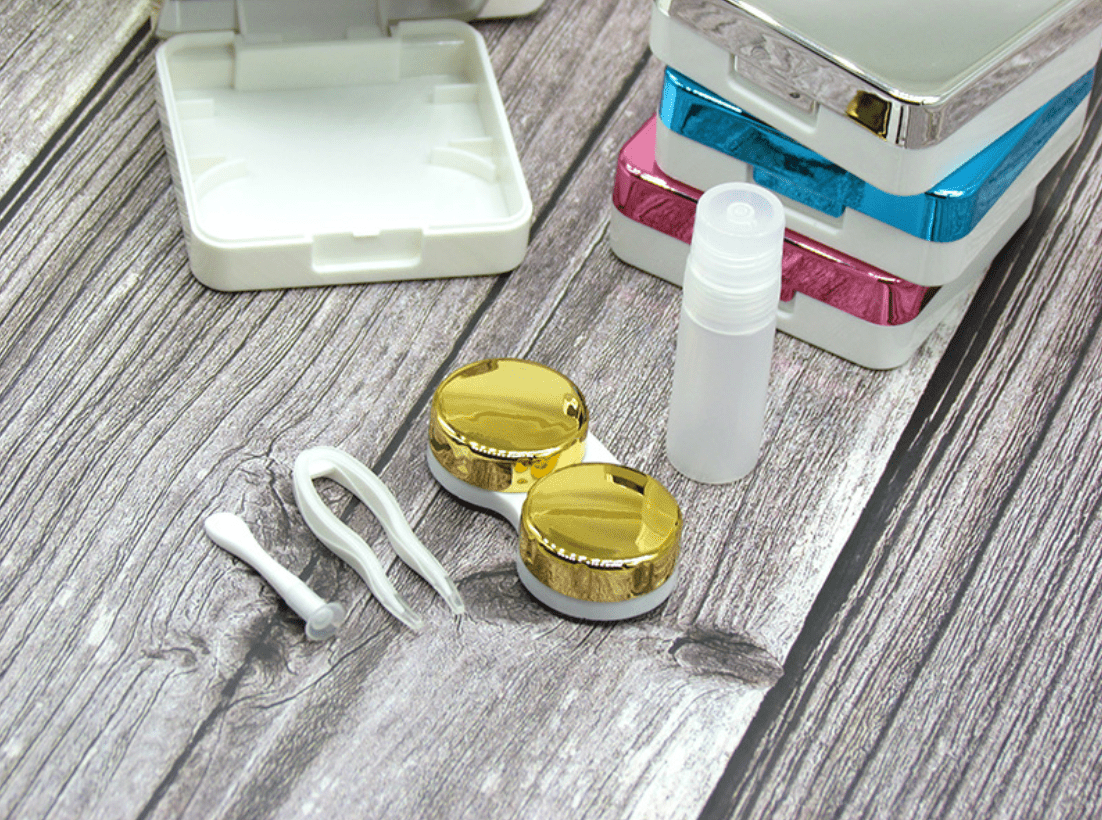 Electroplated Square Multicolor Colored Contact Lens Case Secondary image