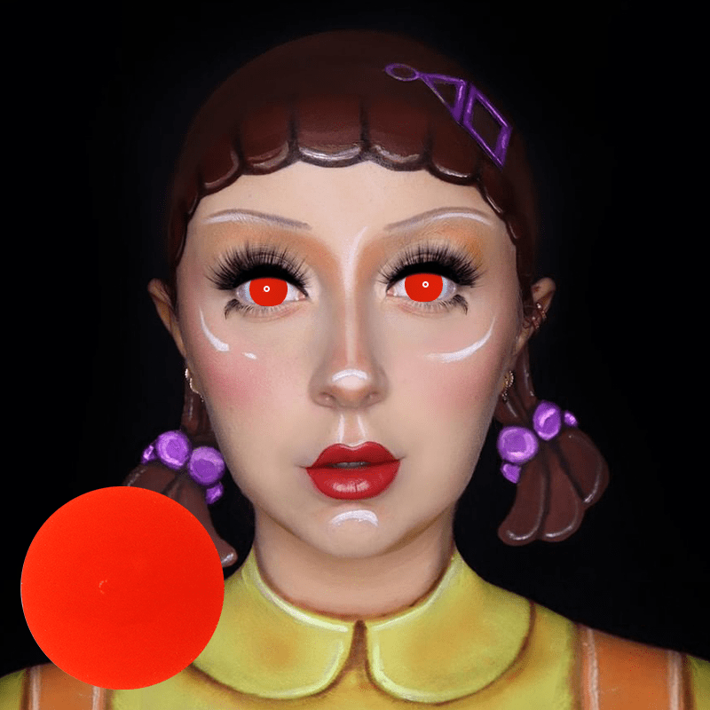 Halloween All Red Coloured Contact Lenses Secondary image
