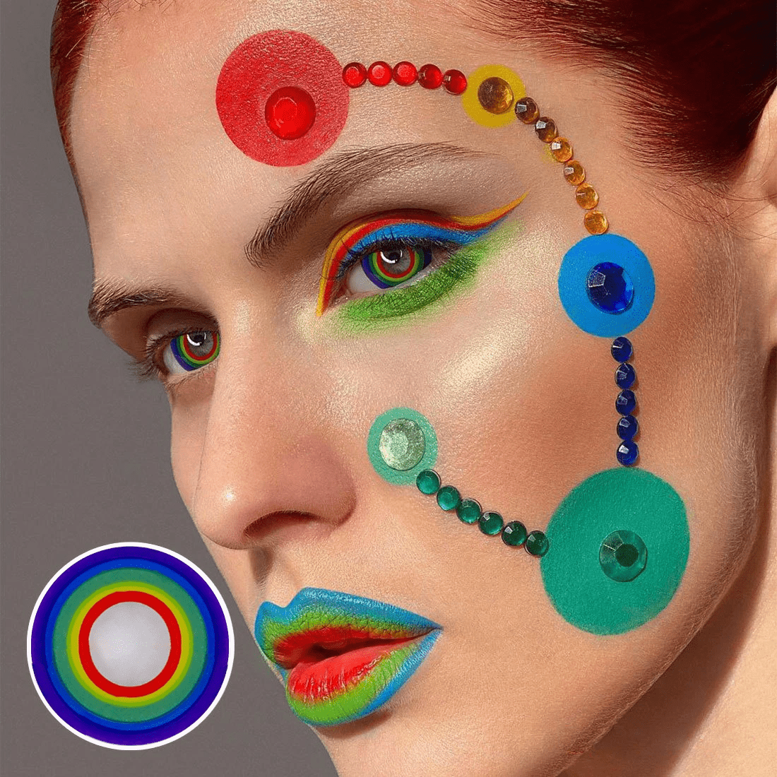 Halloween Cosplay RAINBOW Multicolor Coloured Contact Lenses - BEAUEYE (UK) Main image
