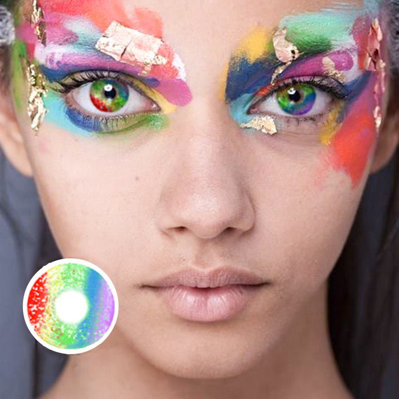 Halloween Rainbow Coloured Contact Lenses Secondary image