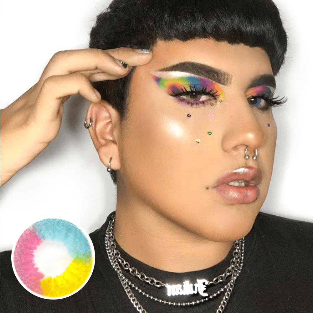 Halloween Rainbow Multi Rainbow Coloured Contact Lenses Secondary image