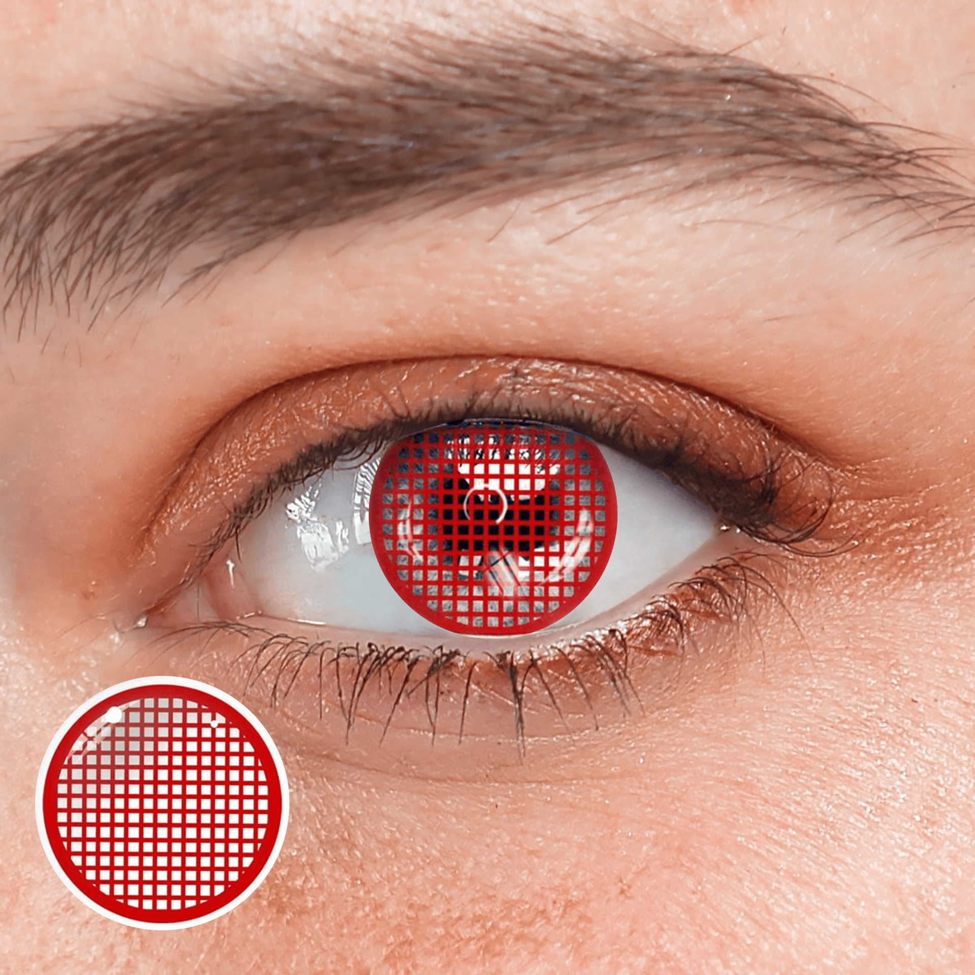 Halloween Red Mesh Coloured Contact Lenses - BEAUEYE (UK) Main image