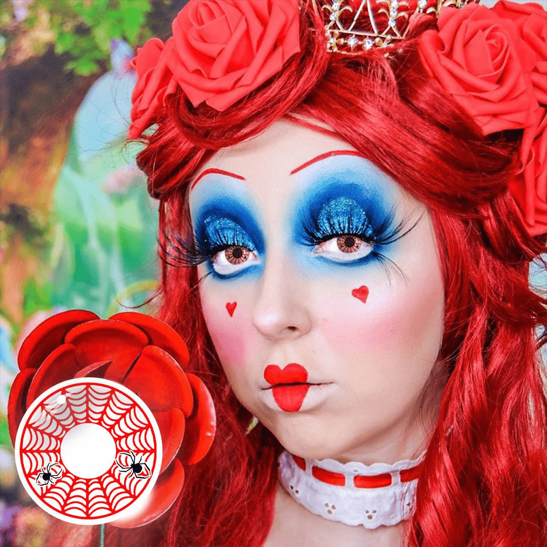 Halloween Spider Web Red Contact Lenses Secondary image