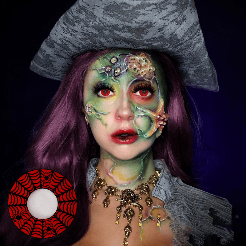 Halloween SpiderWeb Black Coloured Contact Lenses Secondary image