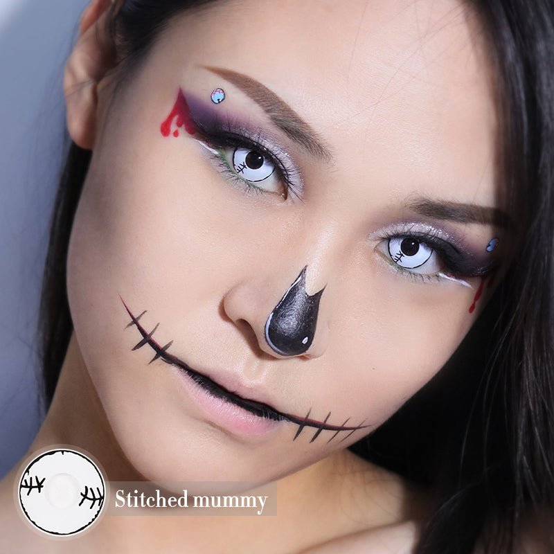 Halloween Stitched mummy White Coloured Contact Lenses Secondary image