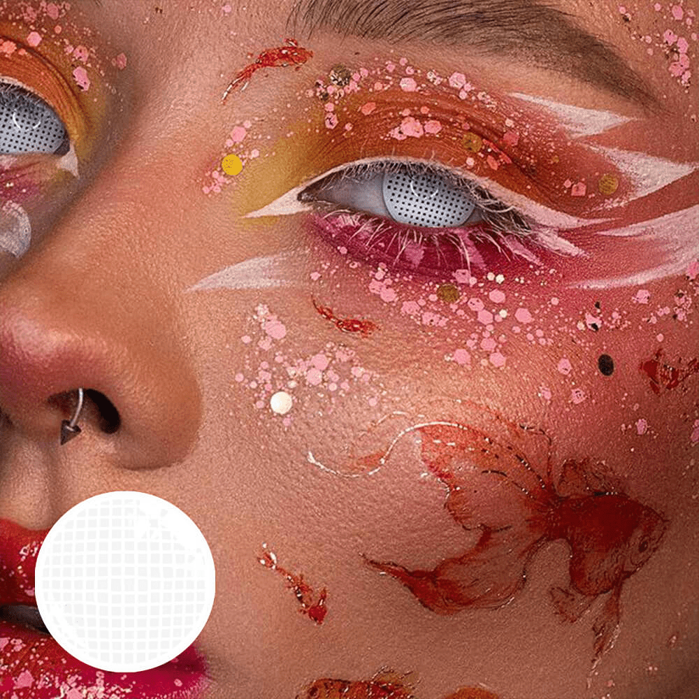 Halloween White Mesh Coloured Contact Lenses Secondary image