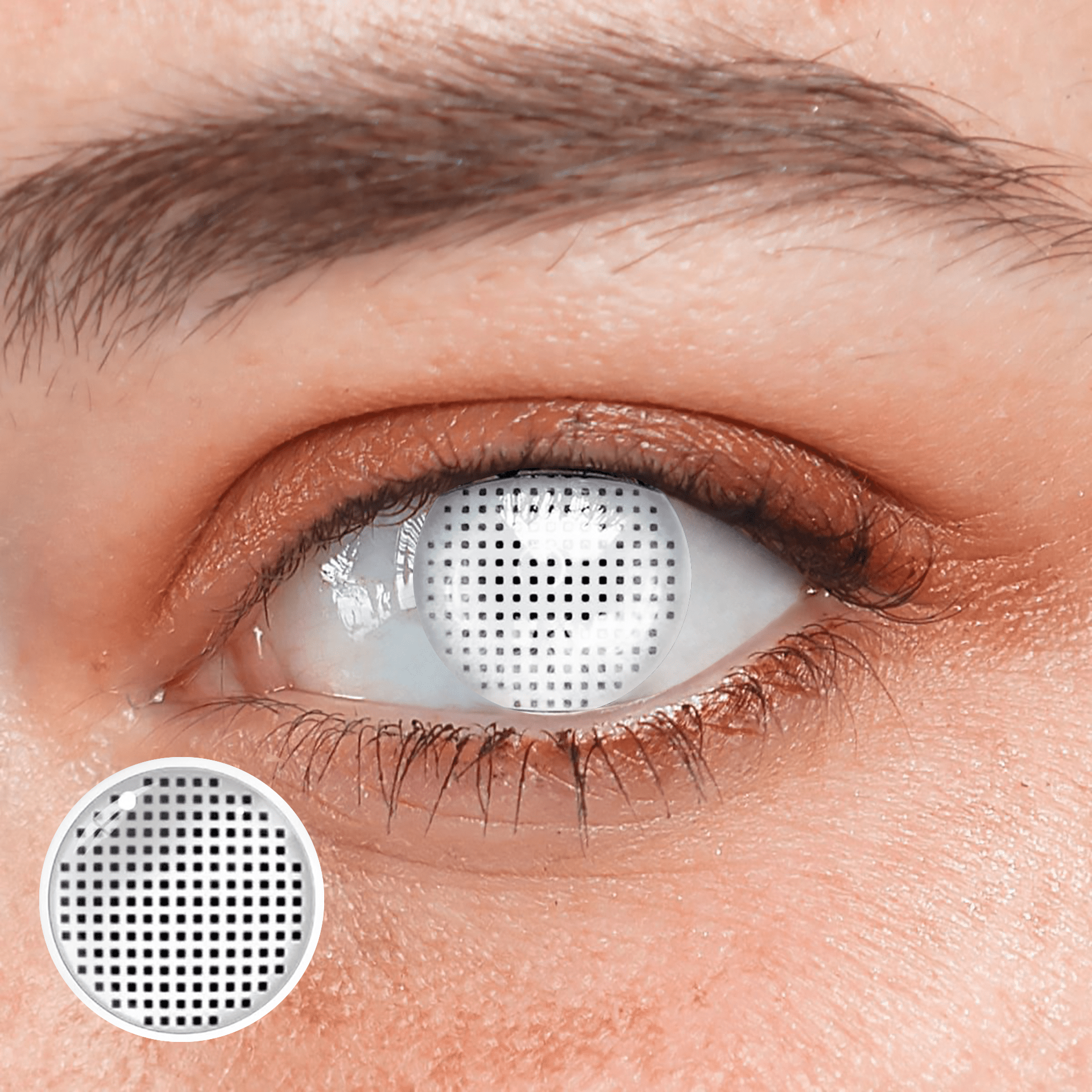 Halloween White Mesh Coloured Contact Lenses - BEAUEYE (UK) Main image