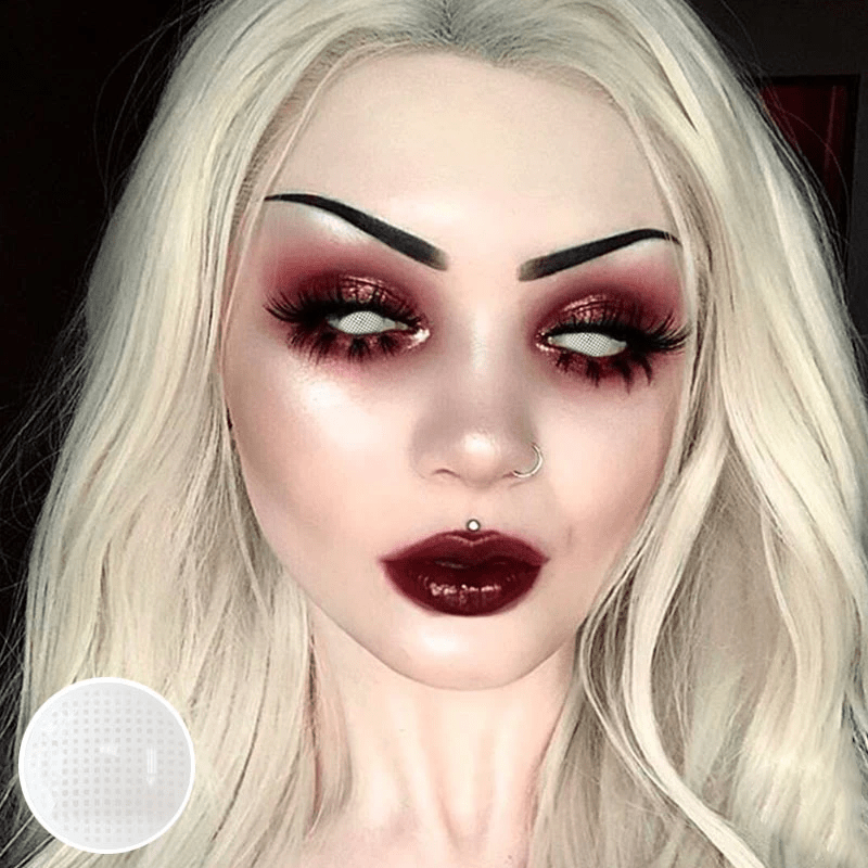 Halloween White Mesh Coloured Contact Lenses - BEAUEYE (UK)