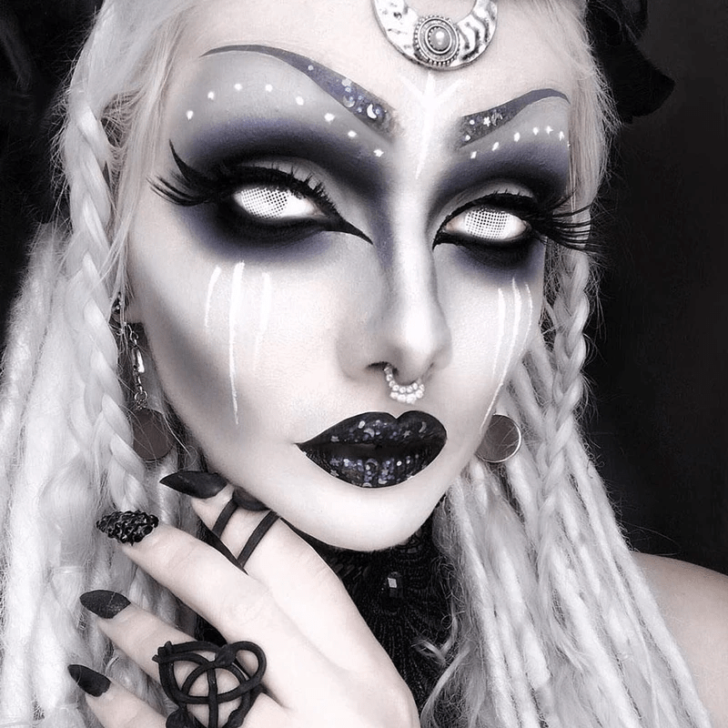 Halloween White Mesh Coloured Contact Lenses - BEAUEYE (UK)
