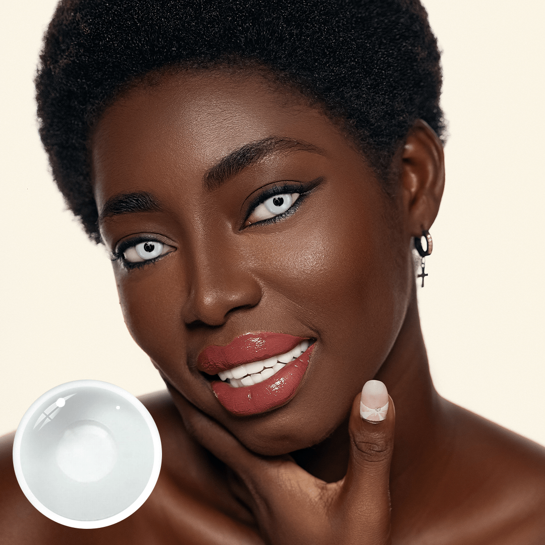 Halloween Whiteout Prescription Coloured Contact Lenses Secondary image