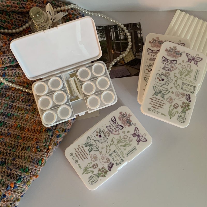 Ins Creative Simple Text Butterflies Colored Contact Lens Case - BEAUEYE (UK)
