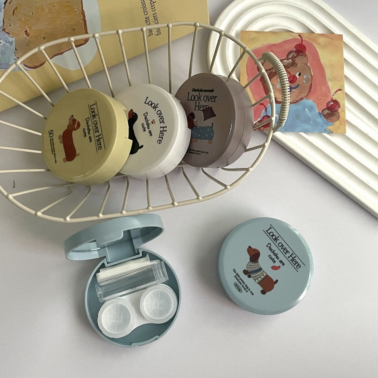 Ins Cute Dog Colored Contact Lens Case Secondary image