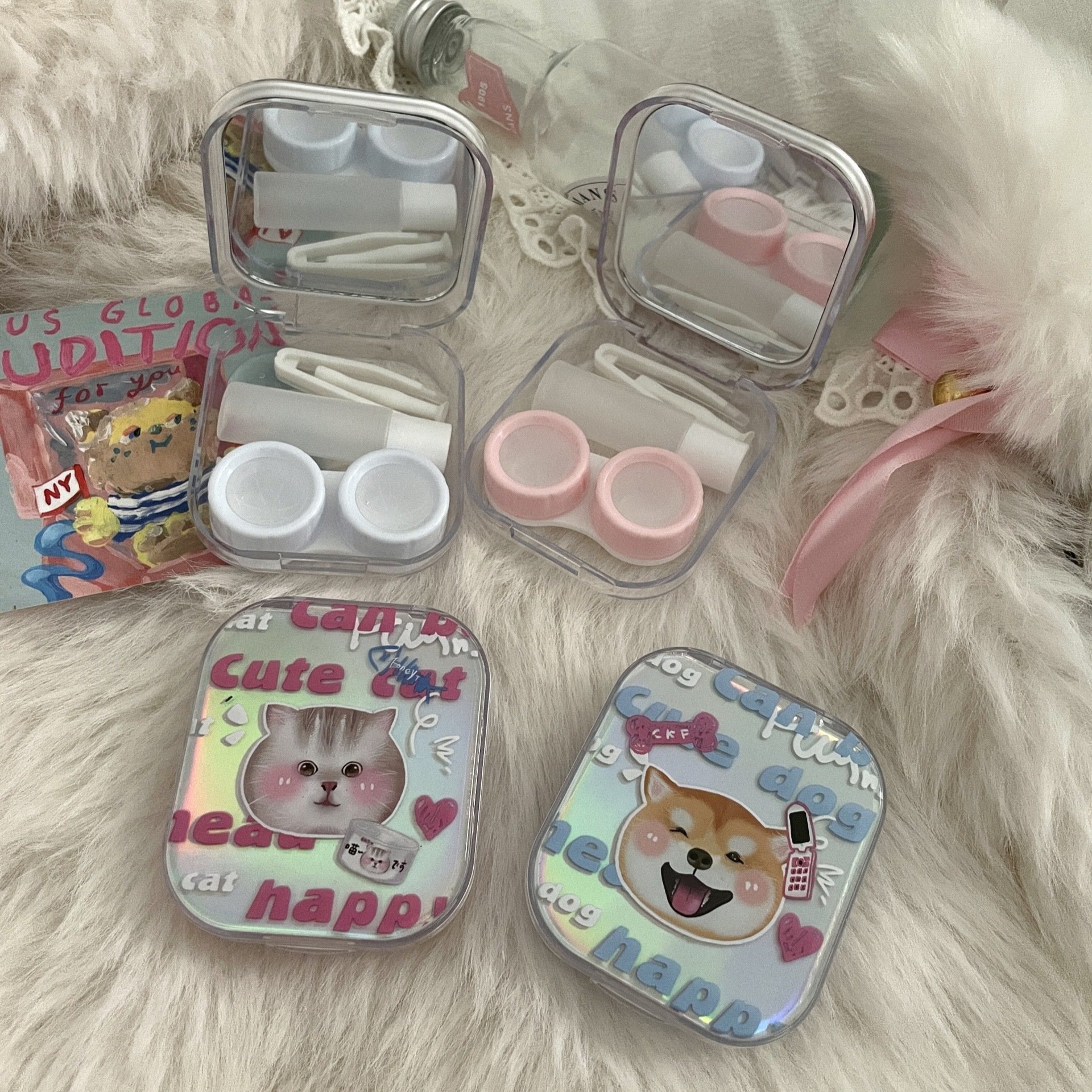 Ins Cute Laser Colored Contact Lens Case Secondary image