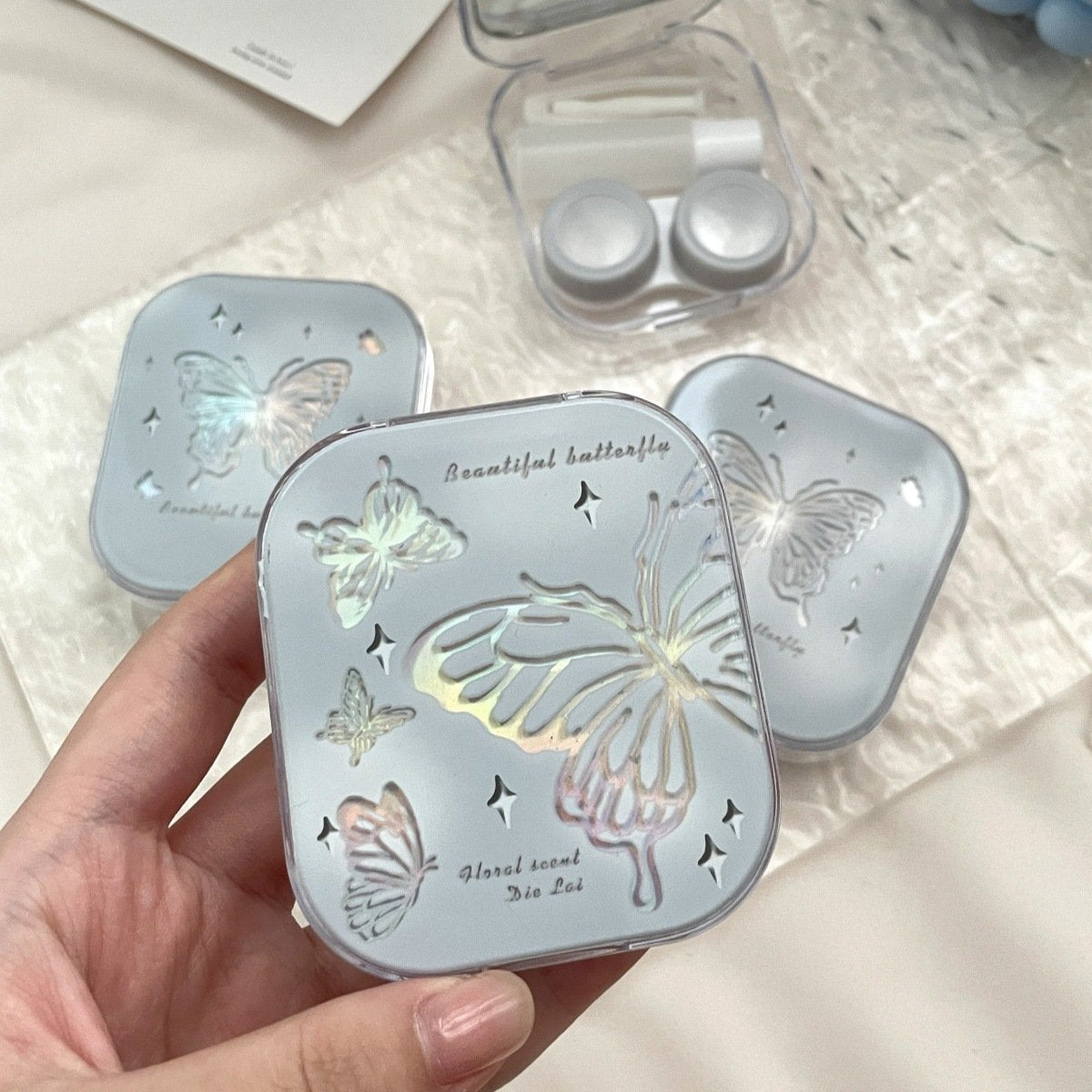 Ins Like Fish Cold Laser Butterflies Colored Contact Lens Case - BEAUEYE (UK) Main image