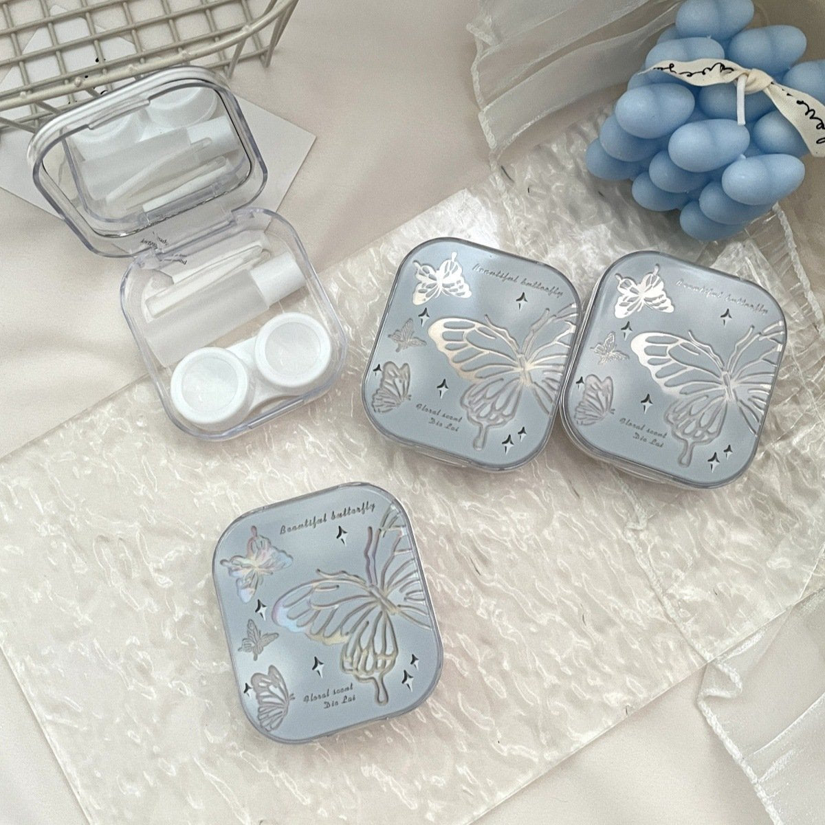 Ins Like Fish Cold Laser Butterflies Colored Contact Lens Case - BEAUEYE (UK)