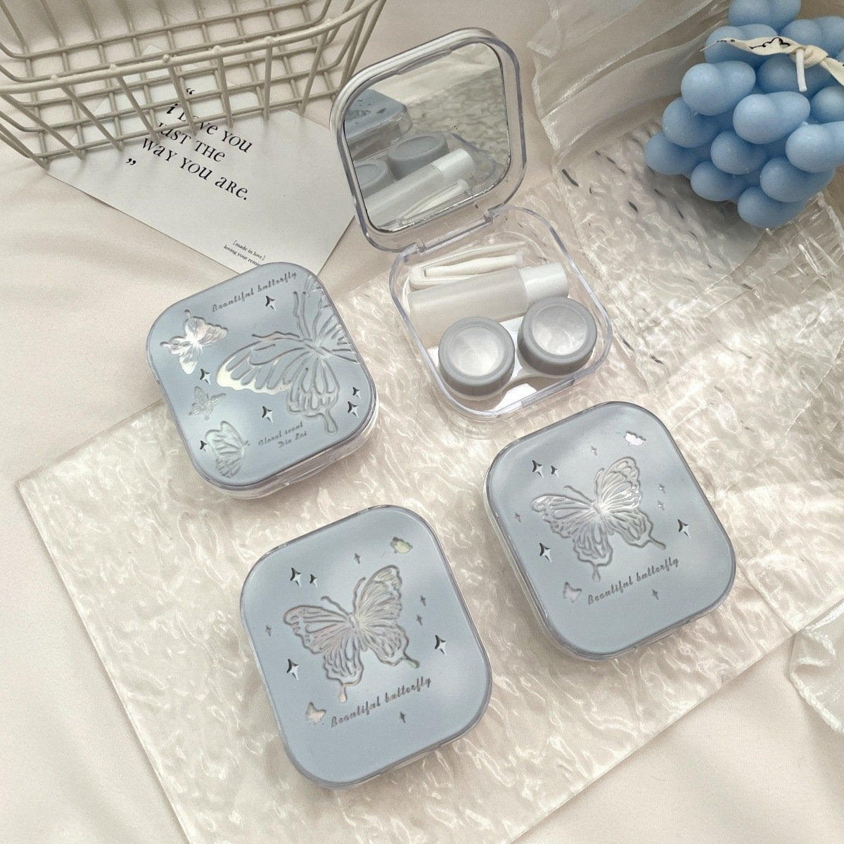 Ins Like Fish Cold Laser Butterflies Colored Contact Lens Case - BEAUEYE (UK)